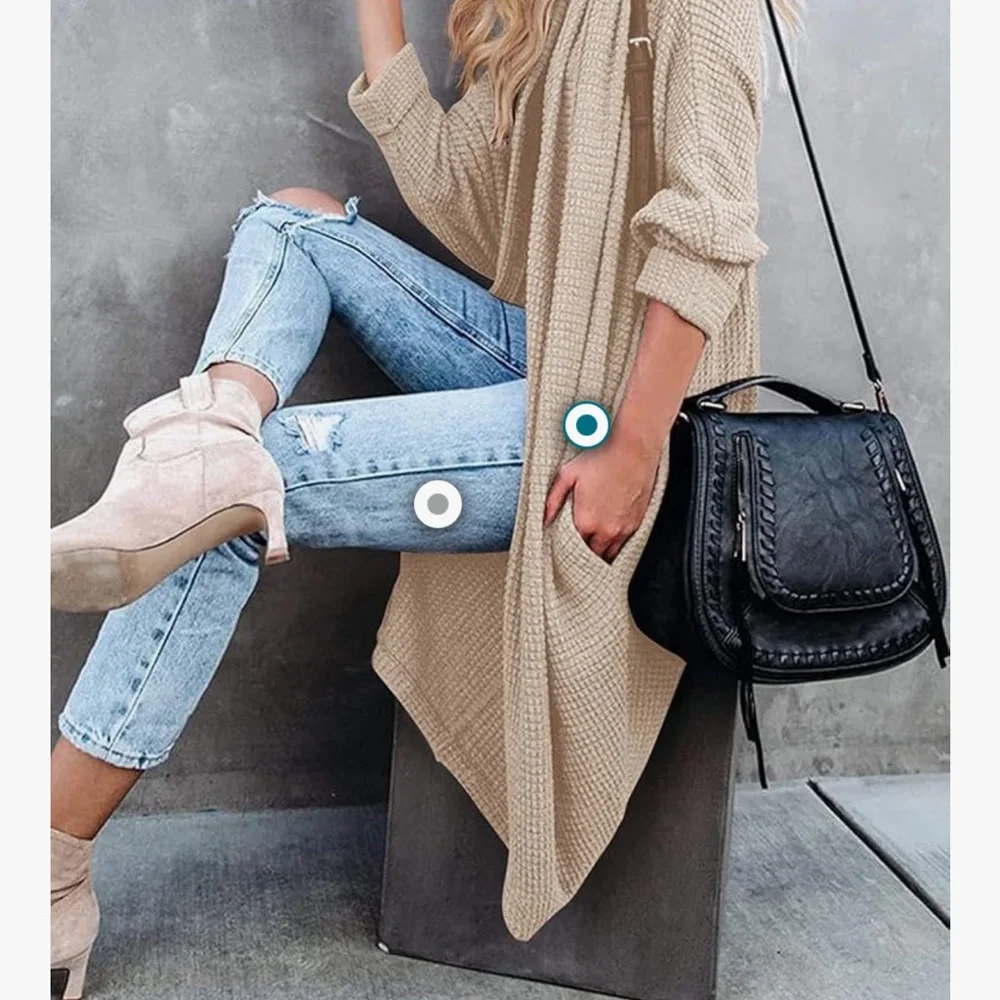 Cozy Beige Women's Cardigan - Picture 3 of 4
